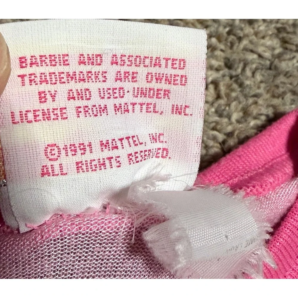Vintage Barbie Nightgown w/‎ Matching Doll Dress Pink Graphic Mattel 1991 4/5T
